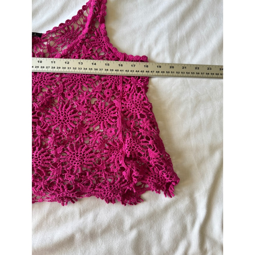UK2LA Pink Crochet Cotton Tank Top Medium Boho Festival Summer Bohemian Hippie - Picture 5 of 8